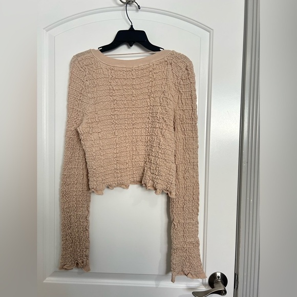 Free People Rosehip Cardi in Rose Water size large Lettuce trim Bohemian 90s - Picture 4 of 16